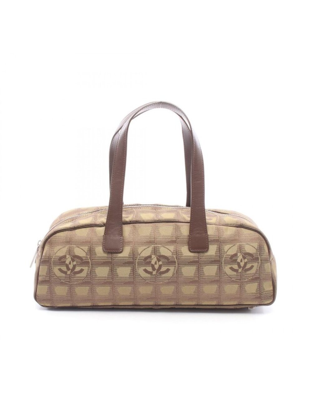 Chanel New Travel Line Khaki Leather Boston Bag